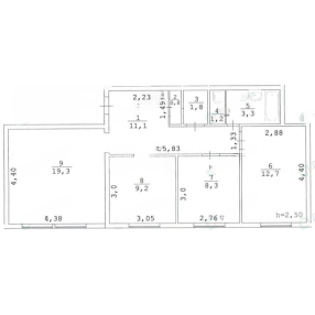 3-к. квартира, 67,7 м², 1/2 эт.