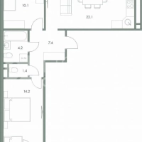 Продается двухкомнатная квартира 62,4 кв.м.